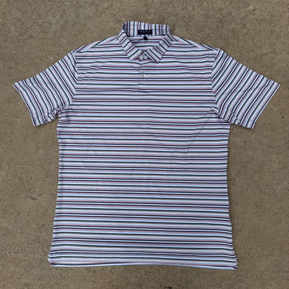 Peter Millar Polo Shirt Mens L Multi Striped Crown Crafted Performance Golf